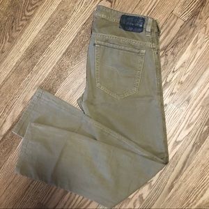 Diesel Khaki Colored “Thavar” Slim-Skinny Jeans